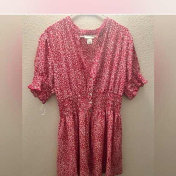 Kate & Lilly Women's XL Red & White Floral Mini Dress - Picture 2 of 4